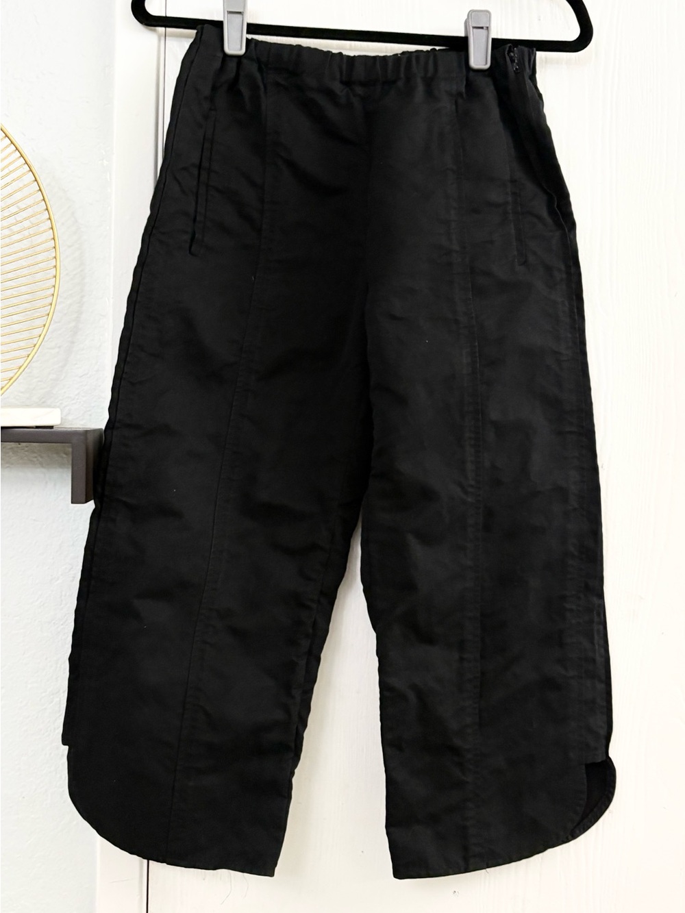 Marni Women’s Black Cotton Silk Wide Leg Cropped Pants Size 40